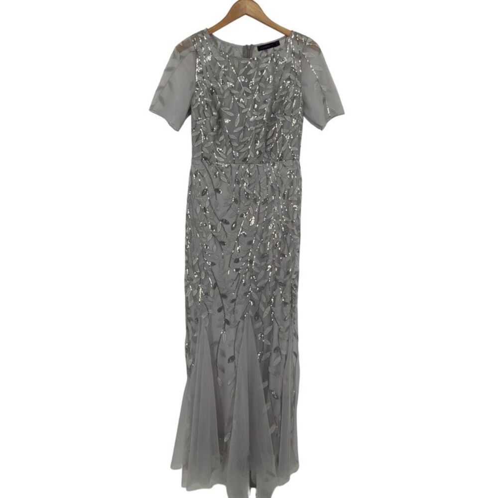 Ever Pretty Embroidered Sequin Mermaid Dress Silver 10